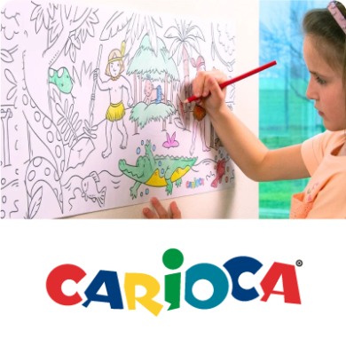 Niño pintando con lápices de colores. Carioca: colores vibrantes y creativos disponibles en Americana.